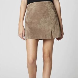 NWT BLANK NYC Suede Mini Skirt In French Taupe Slit Pockets Size 31